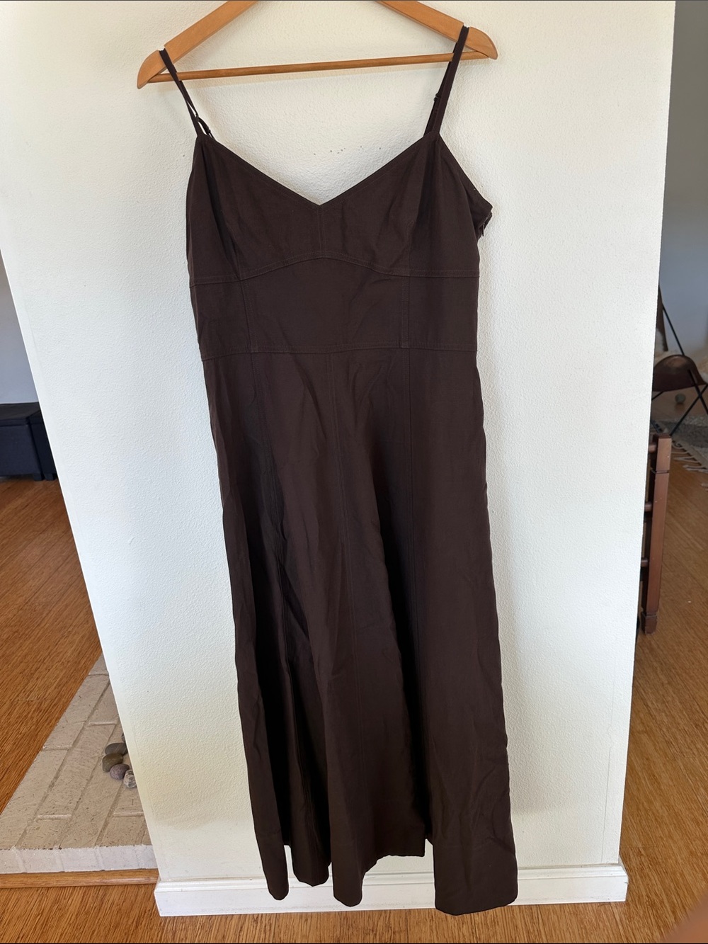 Gap Women's Linen Brown Spaghetti Strap Maxi Dress